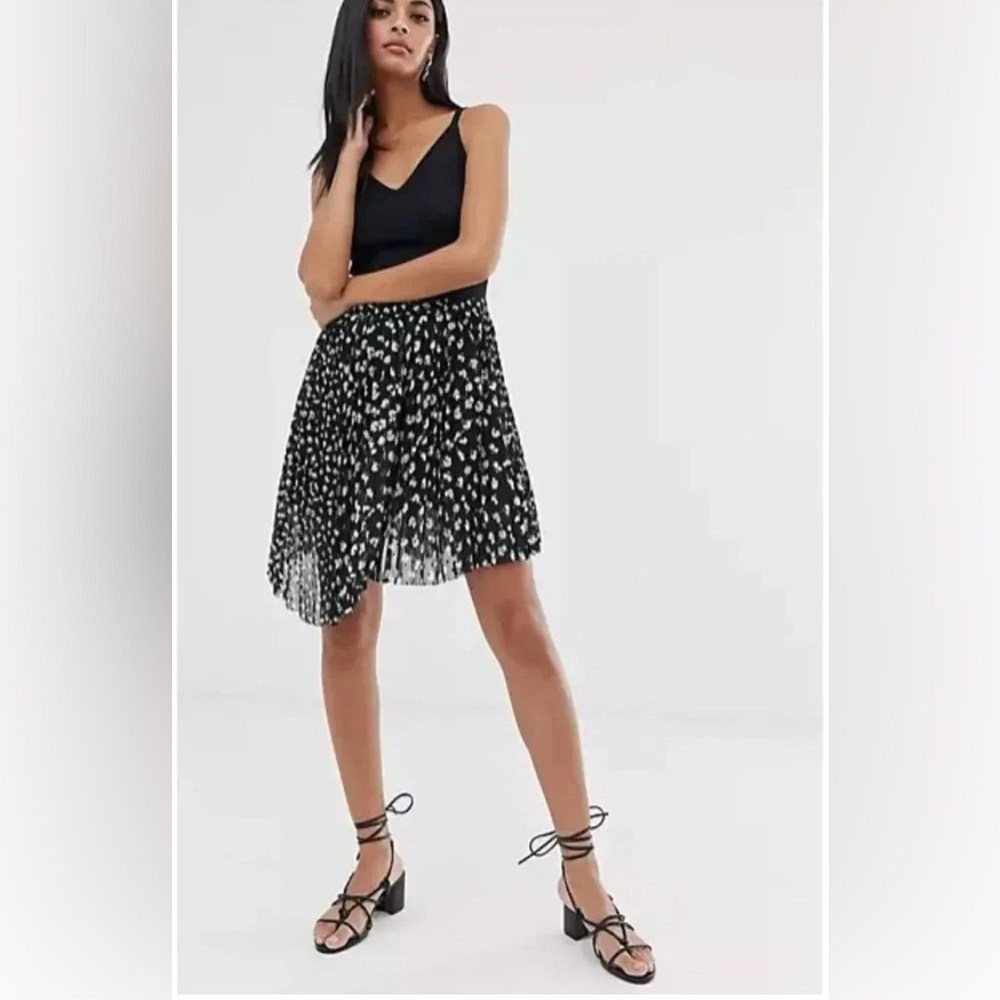 All Saints Black and White Skater Skirt